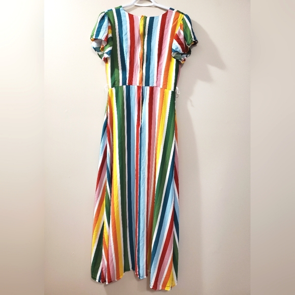 Modcloth x Collectif - 🌈 Rainbow Vertical Stripe Maxi Dress w/ Pockets - Size S - Picture 9 of 11